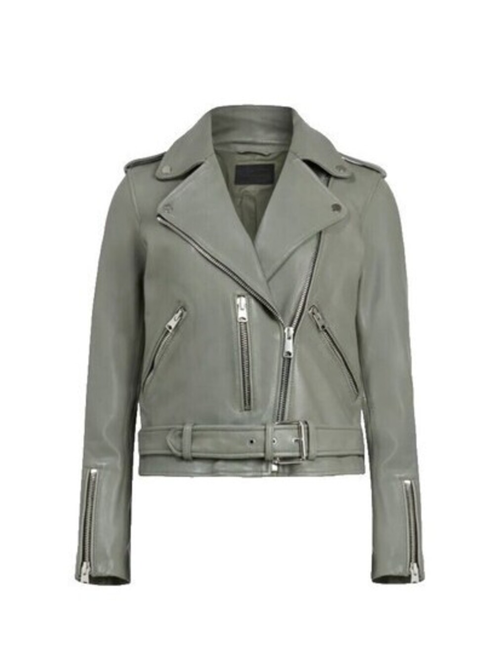 NEW,  ALLSAINTS Balfern Leather Biker Jacket in Sage green  - Size US 2 #SJ2413